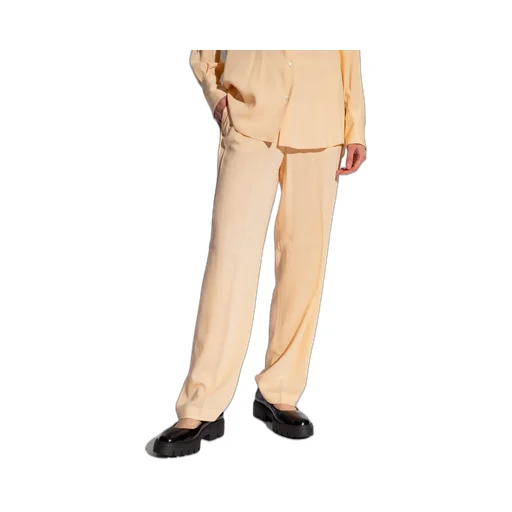 Elasticated Waistband Straight Crepe Trousers