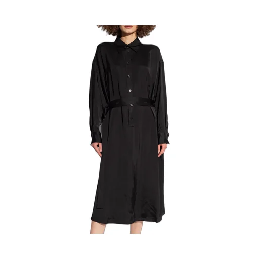 Belted Satin Shirtdress