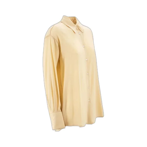 Drop-Shoulder Button-Up Crepe Shirt