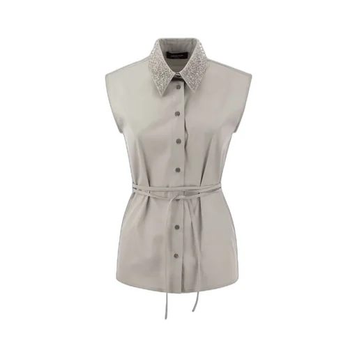 Bead-Embellished Poplin Blouse