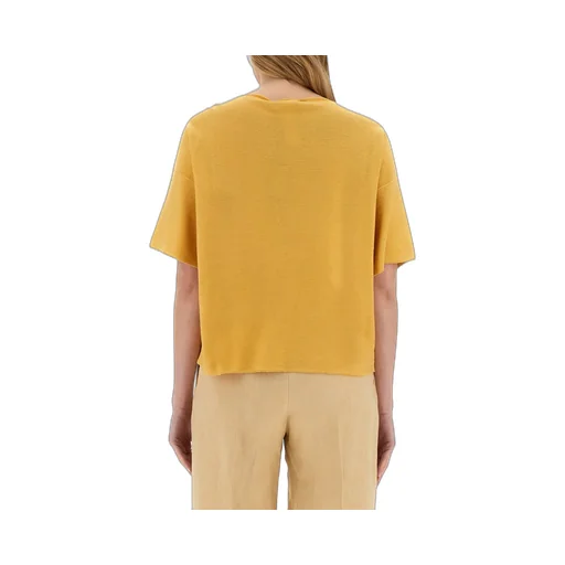 Beaded-Trim Wide-Neck Knitted Blouse