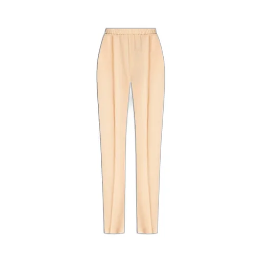 Elasticated Waistband Straight Crepe Trousers