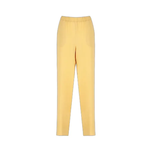 Elasticated Waistband Straight Crepe Trousers