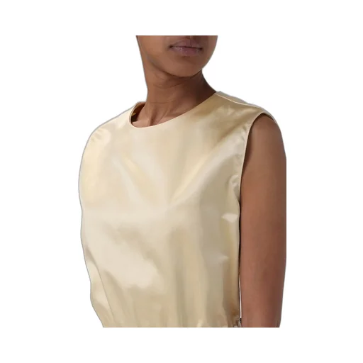 Medium-Length Sleeveless Dress With Metallic Gloss