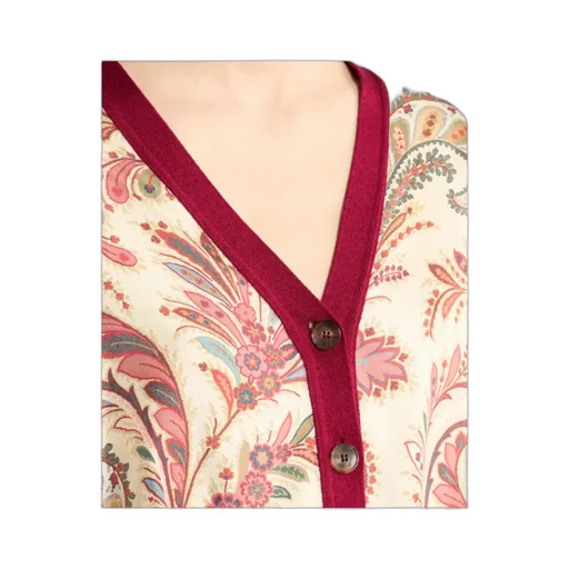 Cropped Cardigan With Printed Insert