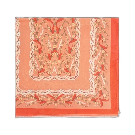 Floral Motif Frayed Edge Scarf