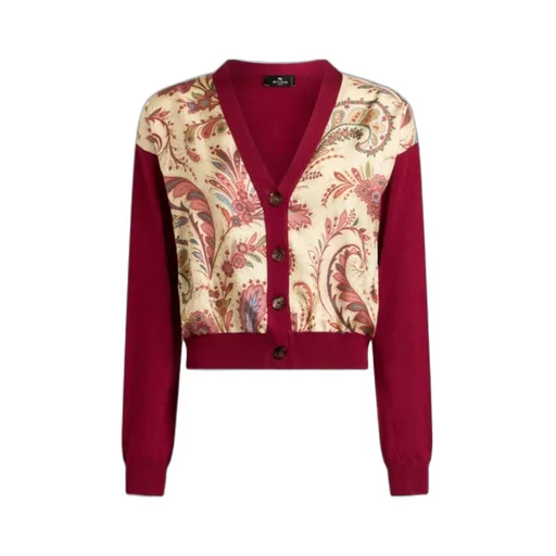 Cropped Cardigan With Printed Insert