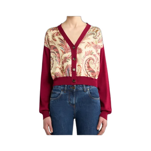 Cropped Cardigan With Printed Insert