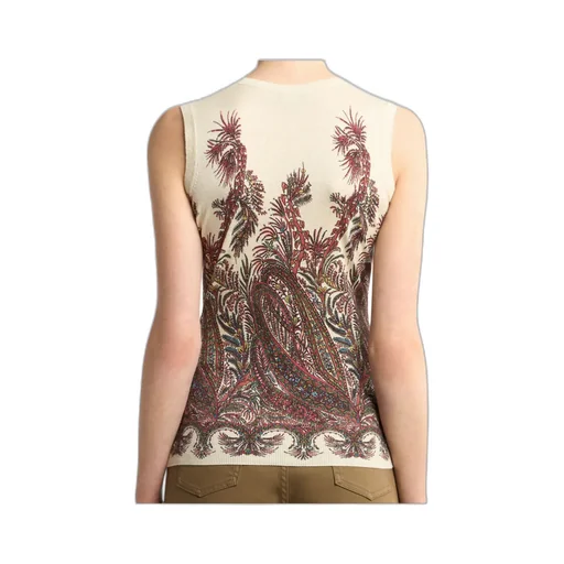 Silk And Cashmere Top With Placed Print