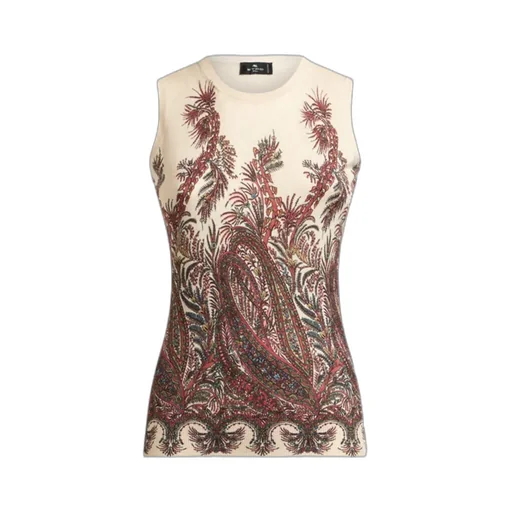 Silk And Cashmere Top With Placed Print