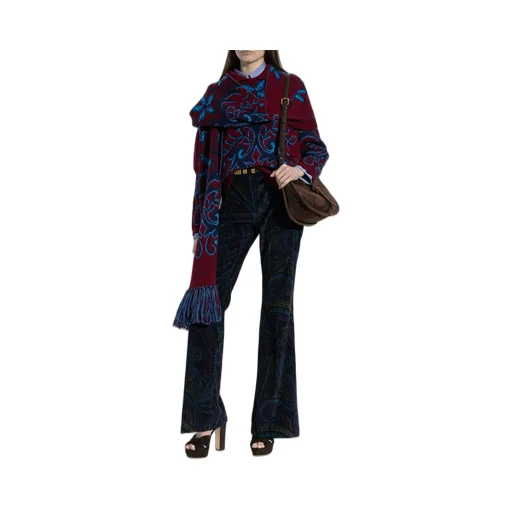 Pattern Intarsia-Knit Collar Jumper