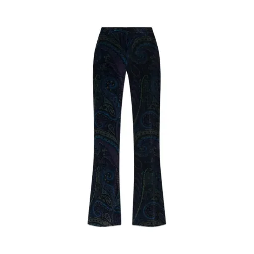 Floral Jacquard Flared Corduroy Trousers