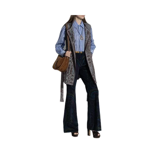 Floral Jacquard Flared Corduroy Trousers