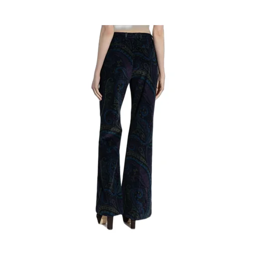 Floral Jacquard Flared Corduroy Trousers