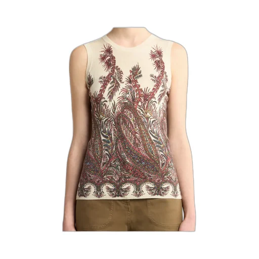 Silk And Cashmere Top With Placed Print