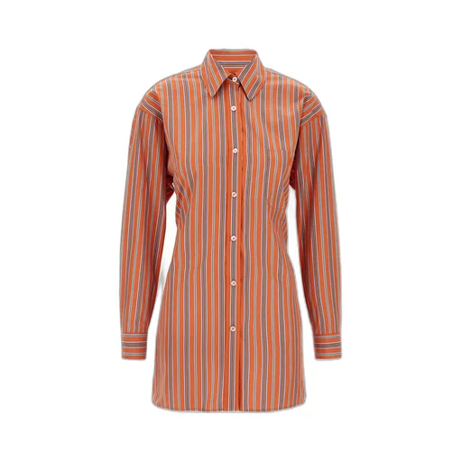 Knot Detailed Striped Poplin Shirt