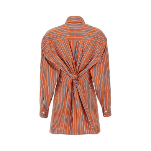 Knot Detailed Striped Poplin Shirt