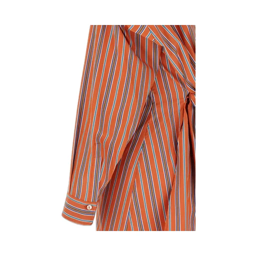 Knot Detailed Striped Poplin Shirt