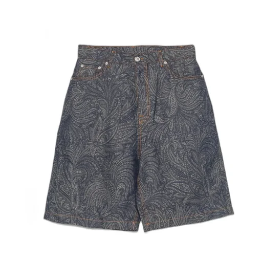 Jacquard Logo Patch Denim Bermuda Shorts