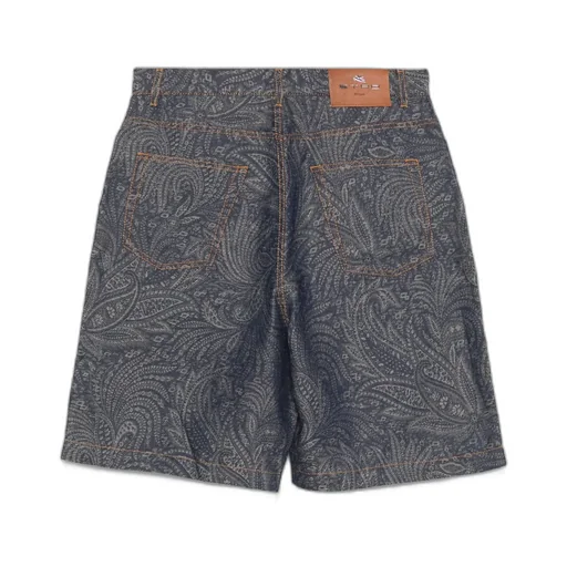 Jacquard Logo Patch Denim Bermuda Shorts