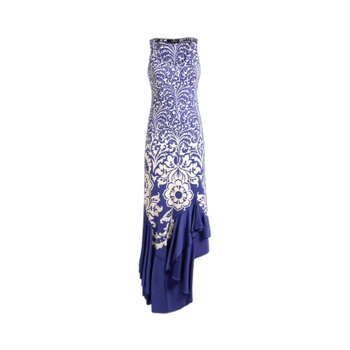 Flounce Printed Long Jersey Dress