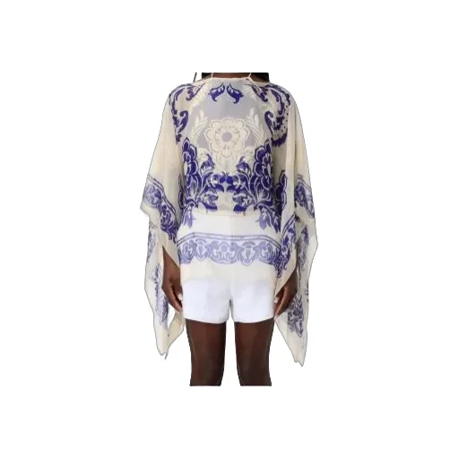 All-Over Paisley Printed Satin Cape
