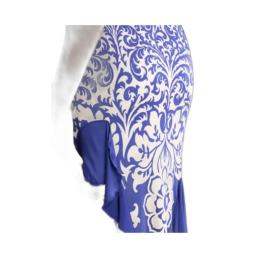 Flounce Printed Long Jersey Dress