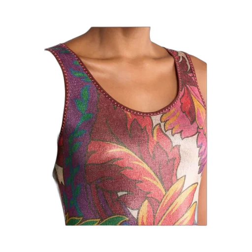 Maxi Floral Printed Laminated Jersey Dress