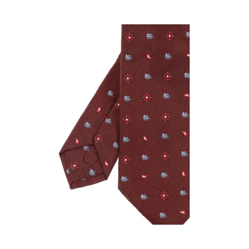 Floral Logo Embroidered Pointed-Tip Tie