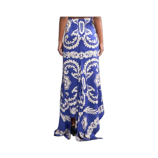 Stencil Floral Printed Asymmetric Skirt