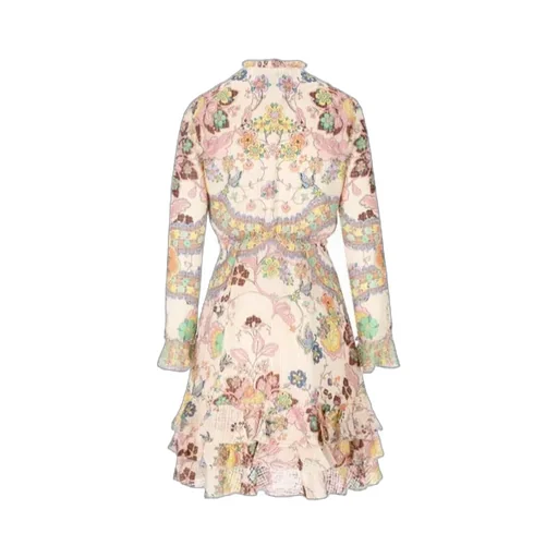 Mock-Neck Ruffled Mini Dress