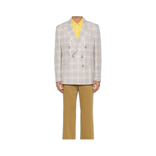 Double-Breasted Checked Blazer