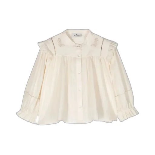 Ruffled Band-Collar Blouse