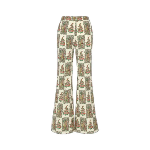 Paisley Printed Flared Hem Trousers