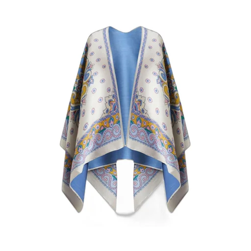 Floral-Print Asymmetric Cape