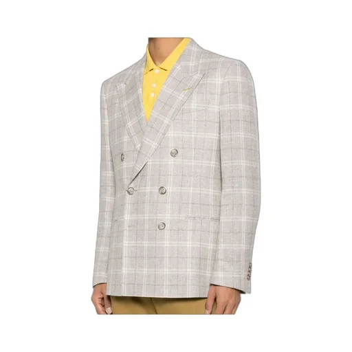 Double-Breasted Checked Blazer