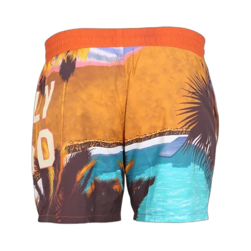 Landscape Printed Drawstring Swim Shorts