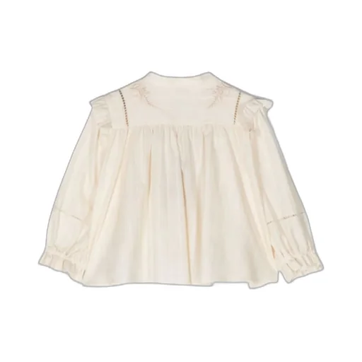 Ruffled Band-Collar Blouse