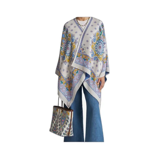 Floral-Print Asymmetric Cape
