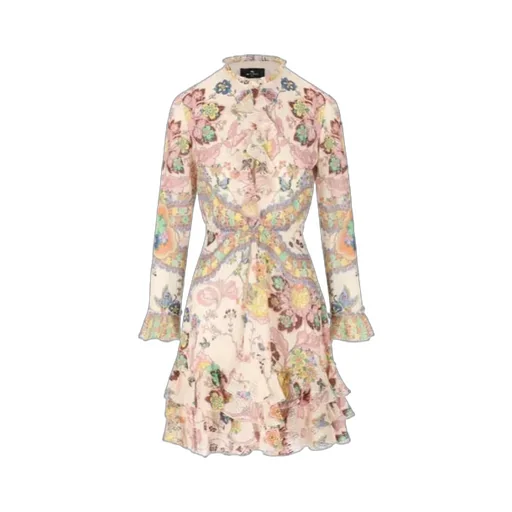 Mock-Neck Ruffled Mini Dress