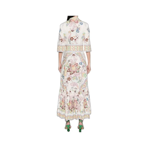 Floral-Printed Short-Sleeved Maxi Dress