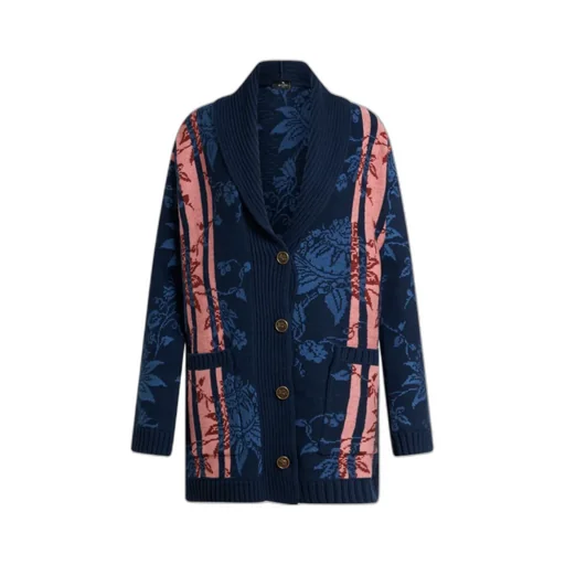 Floral Jacquard V-Neck Maxi Cardigan