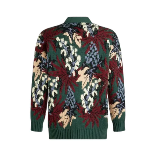 V-Neck Jacquard Knitted Cardigan