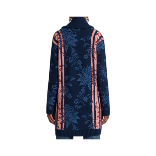 Floral Jacquard V-Neck Maxi Cardigan