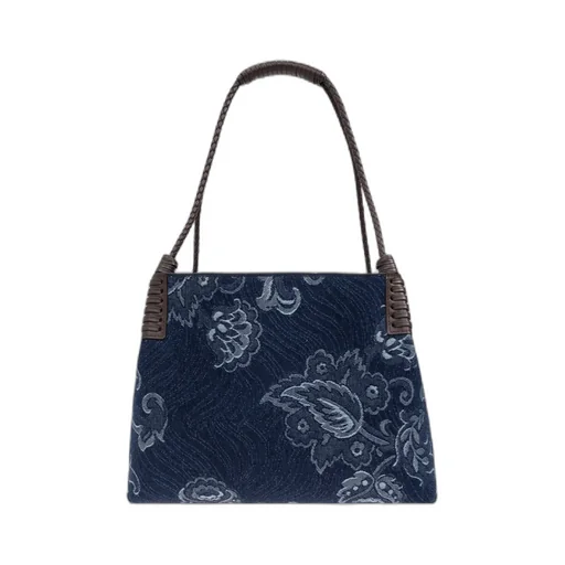 Jacquard Denim Medium Libra Tote Bag