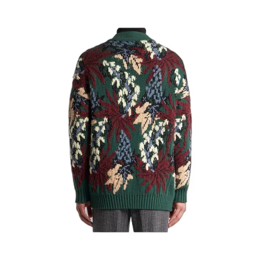 V-Neck Jacquard Knitted Cardigan