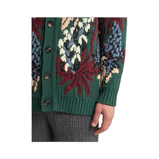 V-Neck Jacquard Knitted Cardigan