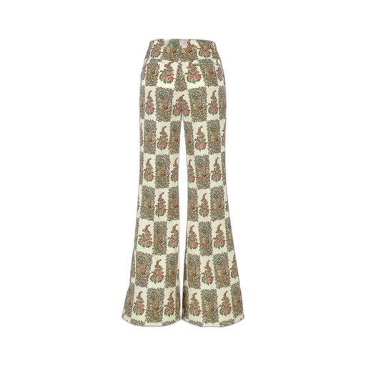 Paisley Printed Flared Hem Trousers
