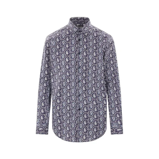 Graphic-Printed Curved Hem Shirt