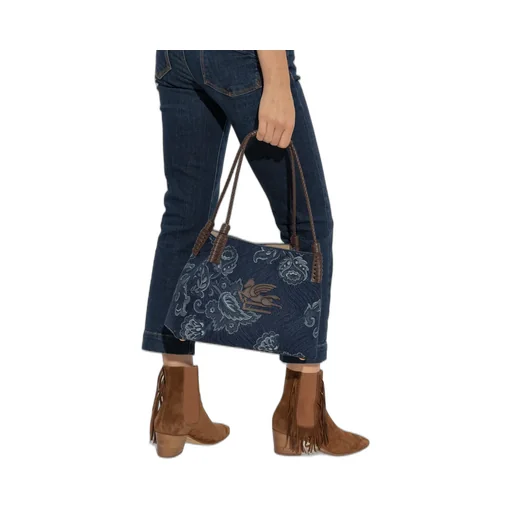 Jacquard Denim Medium Libra Tote Bag